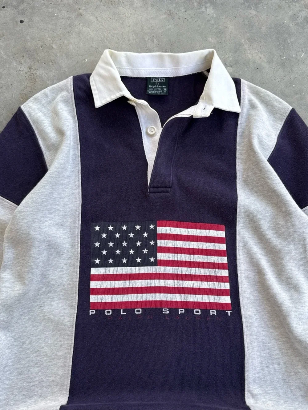 Vintage Polo Sport Ralph Lauren American Flag Colorblock Rugby Shirt